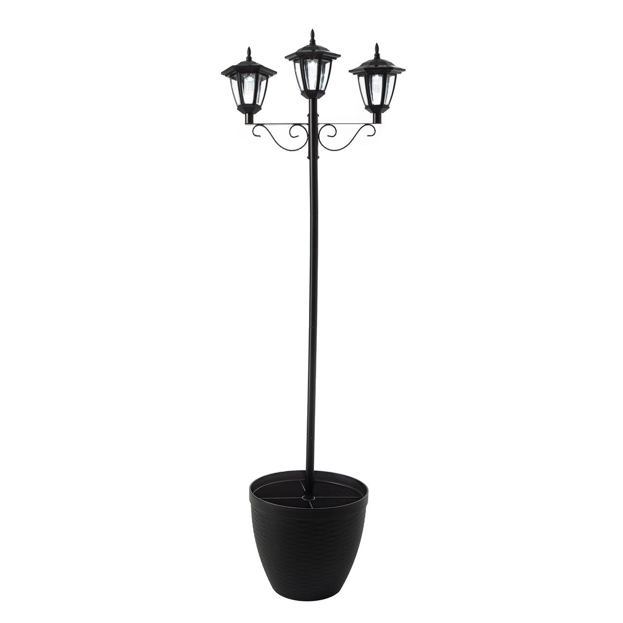 Glitzhome® 6ft. Solar Three Head Street Light with Planter Pot